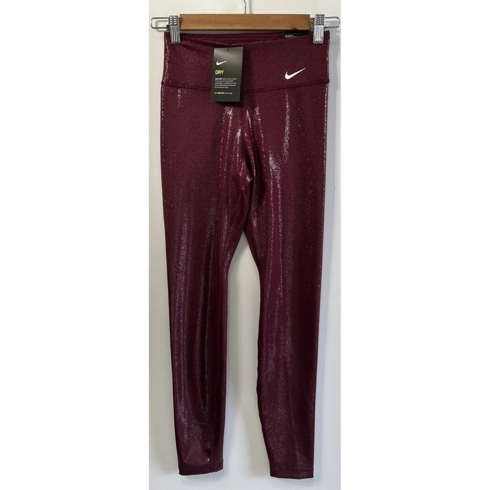 NWT NIKE The Nike One 7/8 Leggings SIZE XS X-SMALL Beetroot Glitter‎ $60